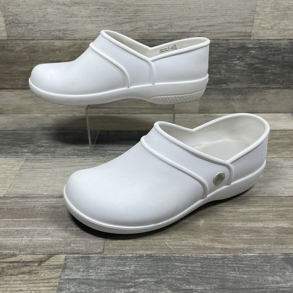 Crocs Neria Clogs Women’s Size 7 White Slip-Resistant Work Shoes 11773 - Picture 2 of 8